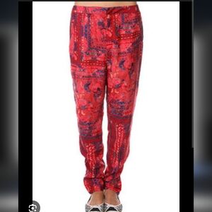 Insight Last Ave Pant, Poppy Abstract Print Silky Streetwear Pants, Sz 4, NWT